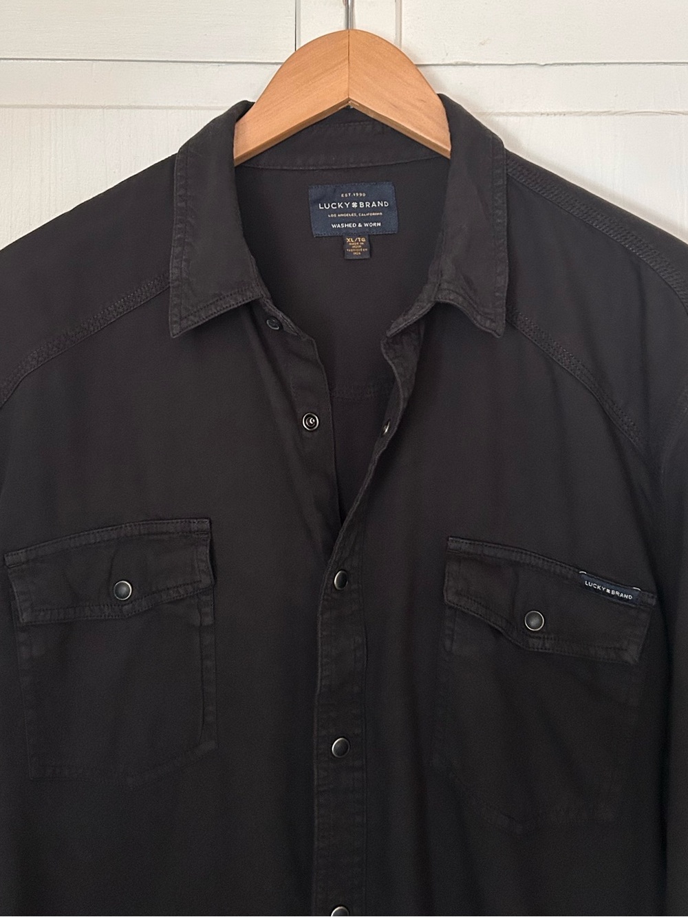 Lucky Brand Washed & Worn Mens XL Long Sleeve Snap Button Down Western Shirt